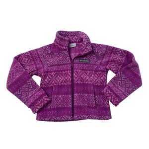 Columbia Jacket Girls XXS Berry Dove Benton Springs II Printed Fleece Full Zip